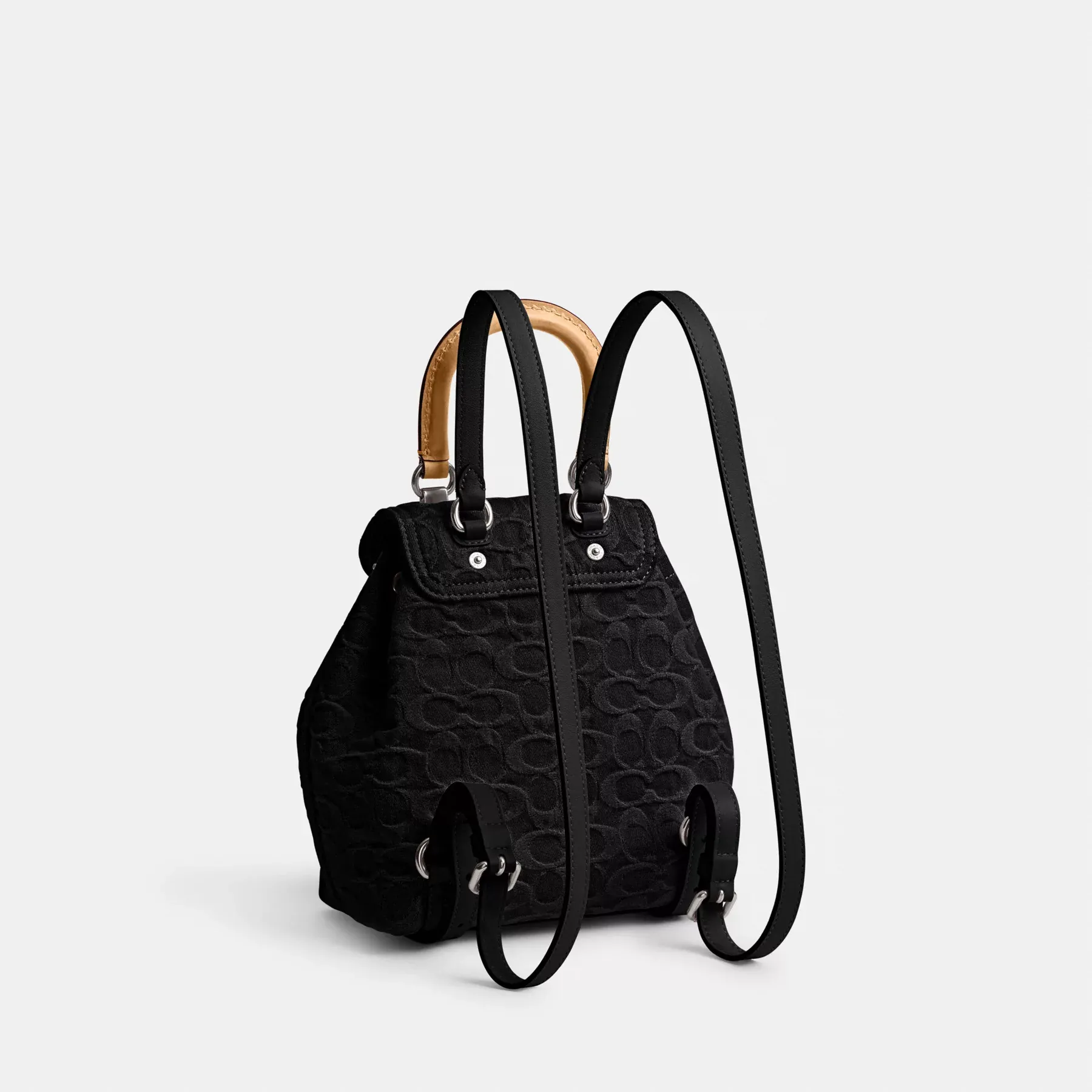 COACH Riya Rucksack 21 aus charakteristischem Denim Schwarz