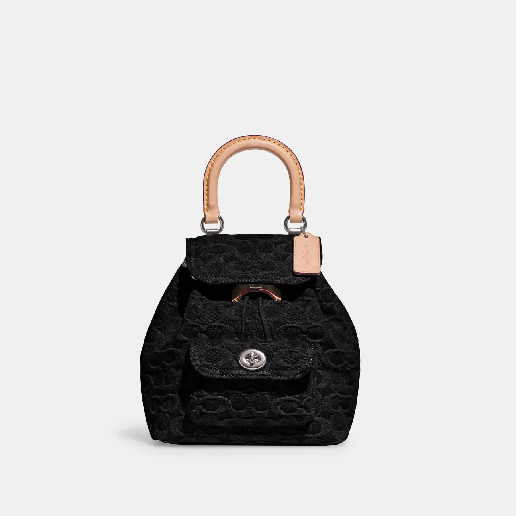COACH Riya Rucksack 21 aus charakteristischem Denim Schwarz