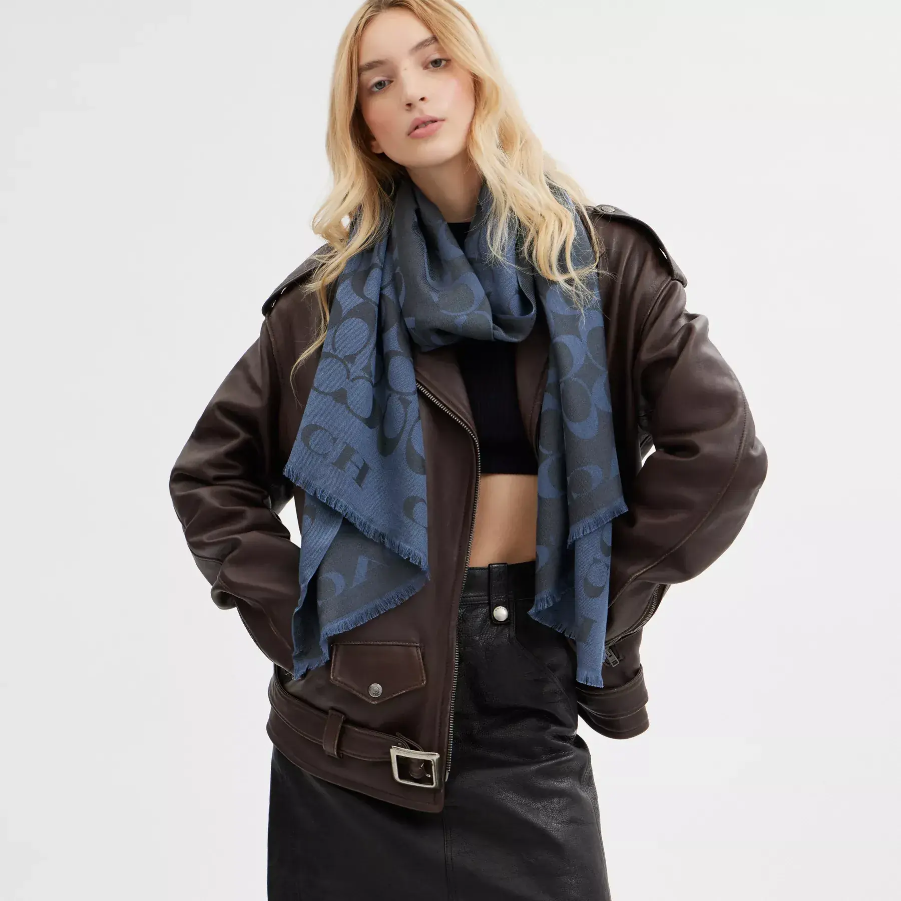 COACH Signatur-Stola Tiefblau