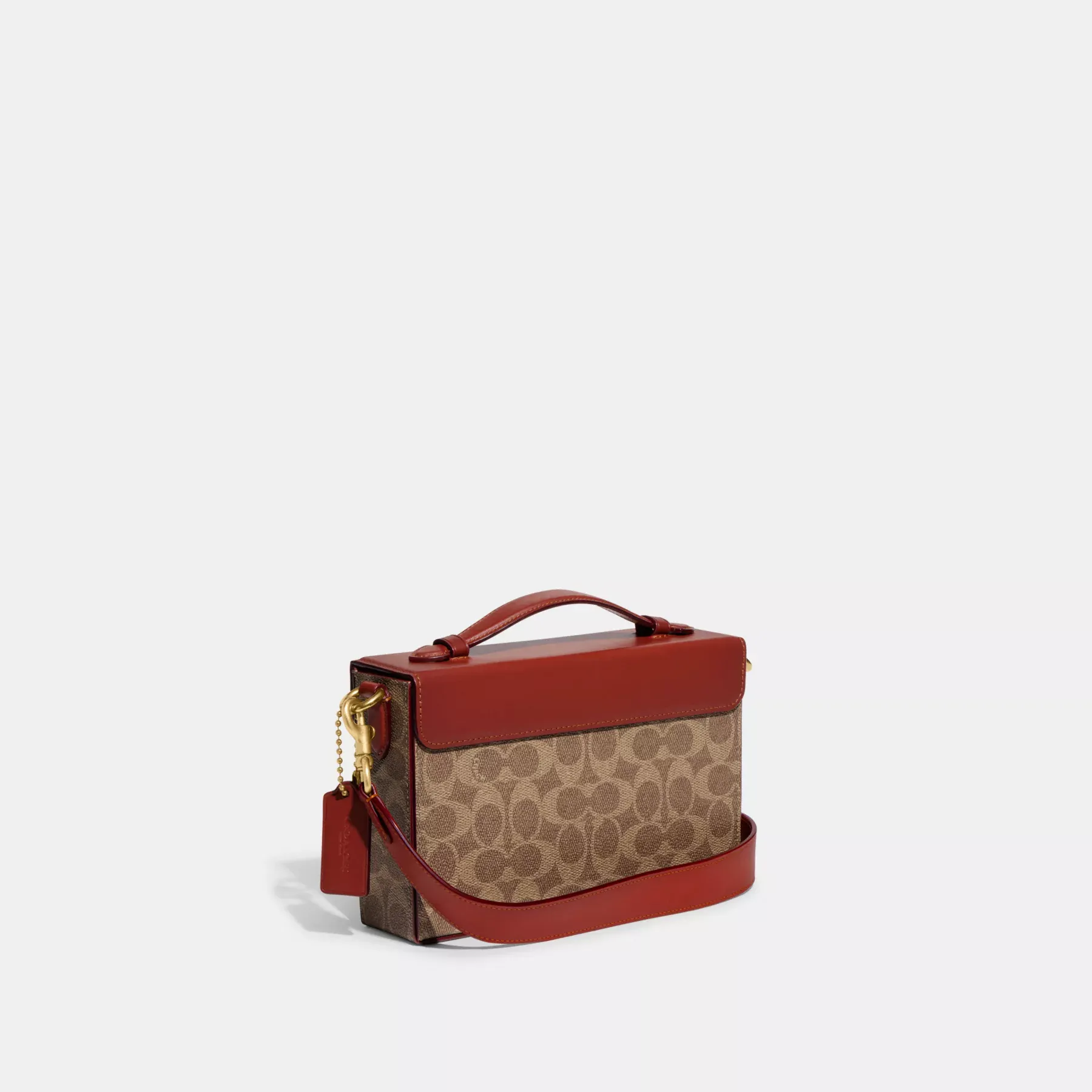 COACH Tabby Box Bag aus charakteristischem Canvas Hellbraun Rost