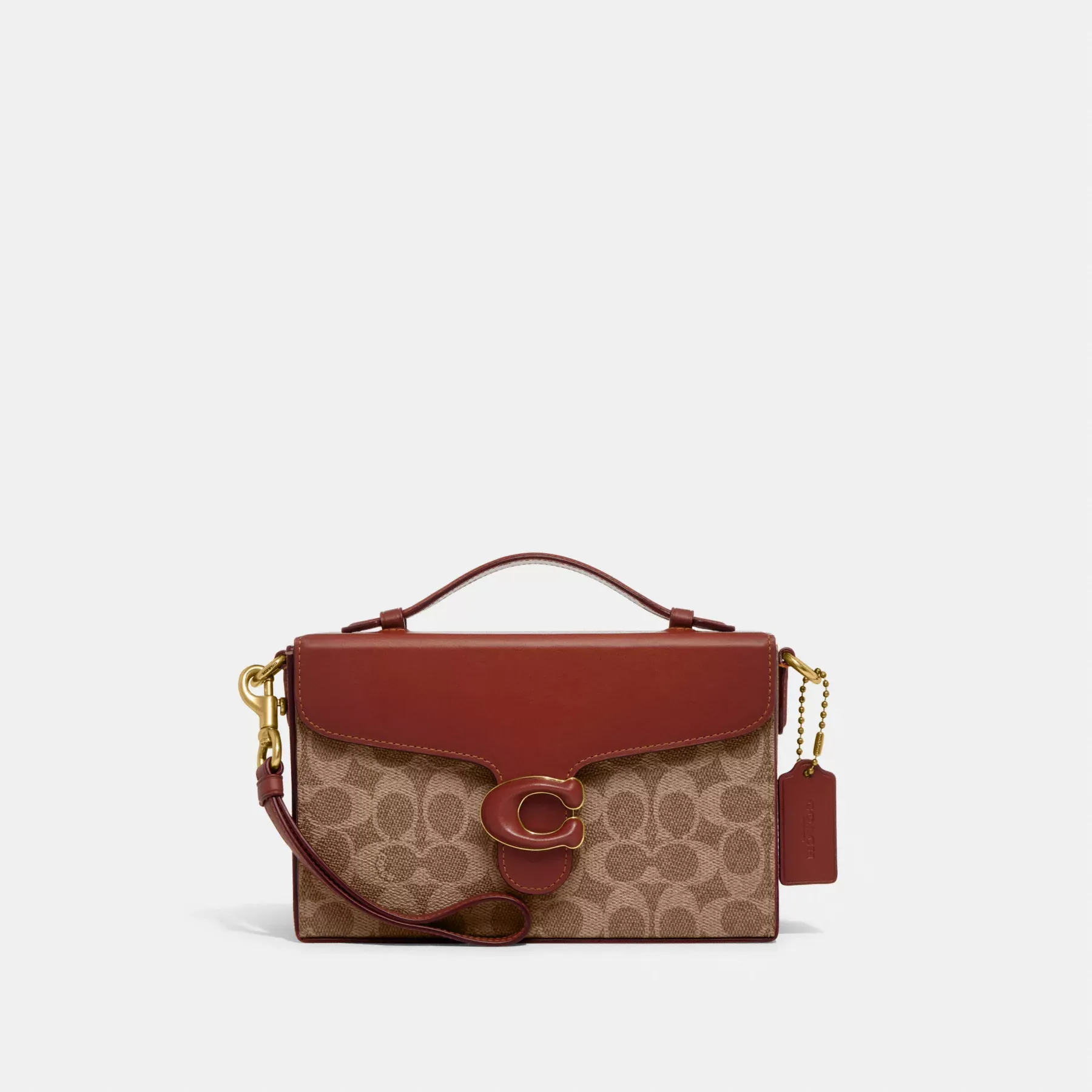 COACH Tabby Box Bag aus charakteristischem Canvas Hellbraun Rost