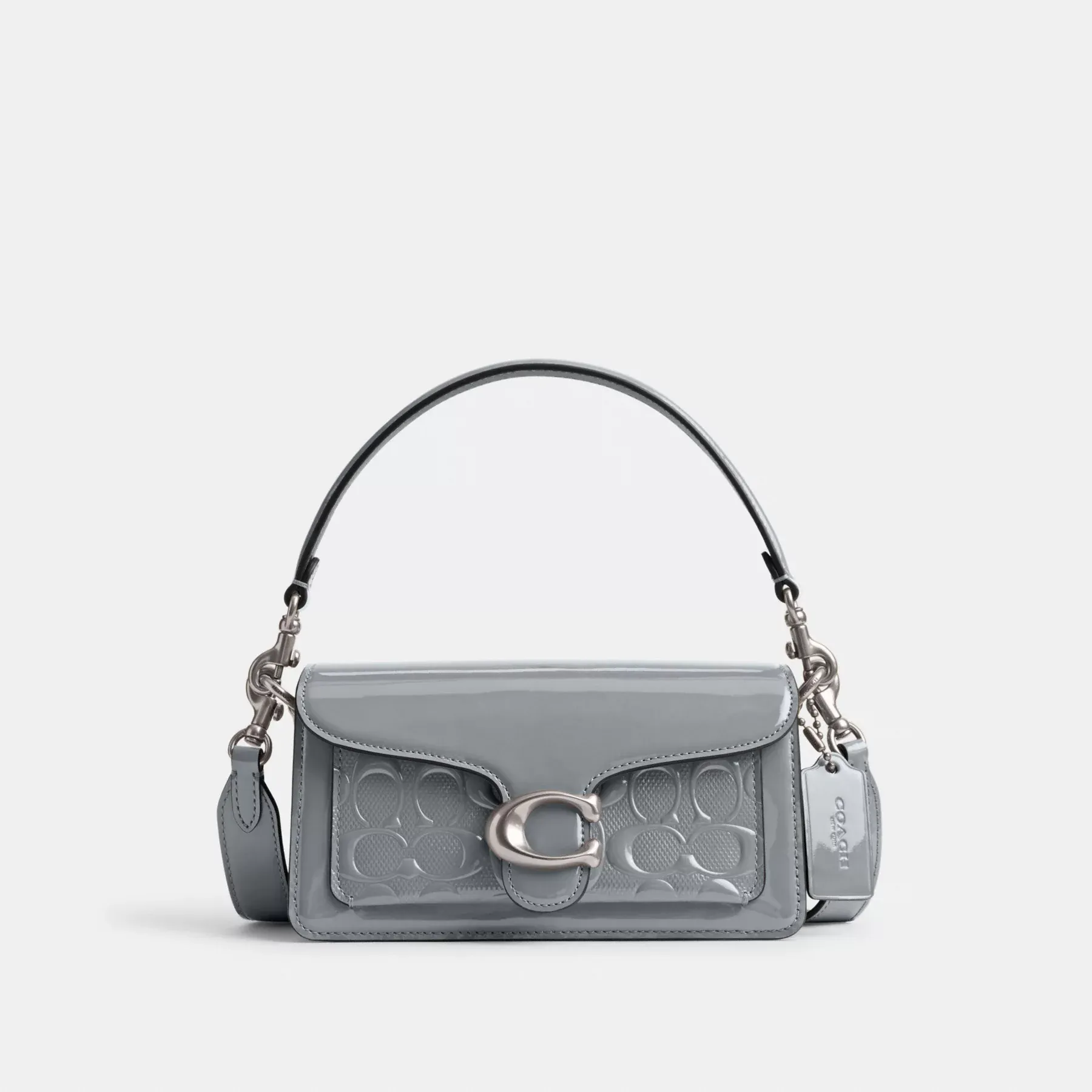 COACH Tabby Schultertasche 20 aus charakteristischem Leder Grau Blau