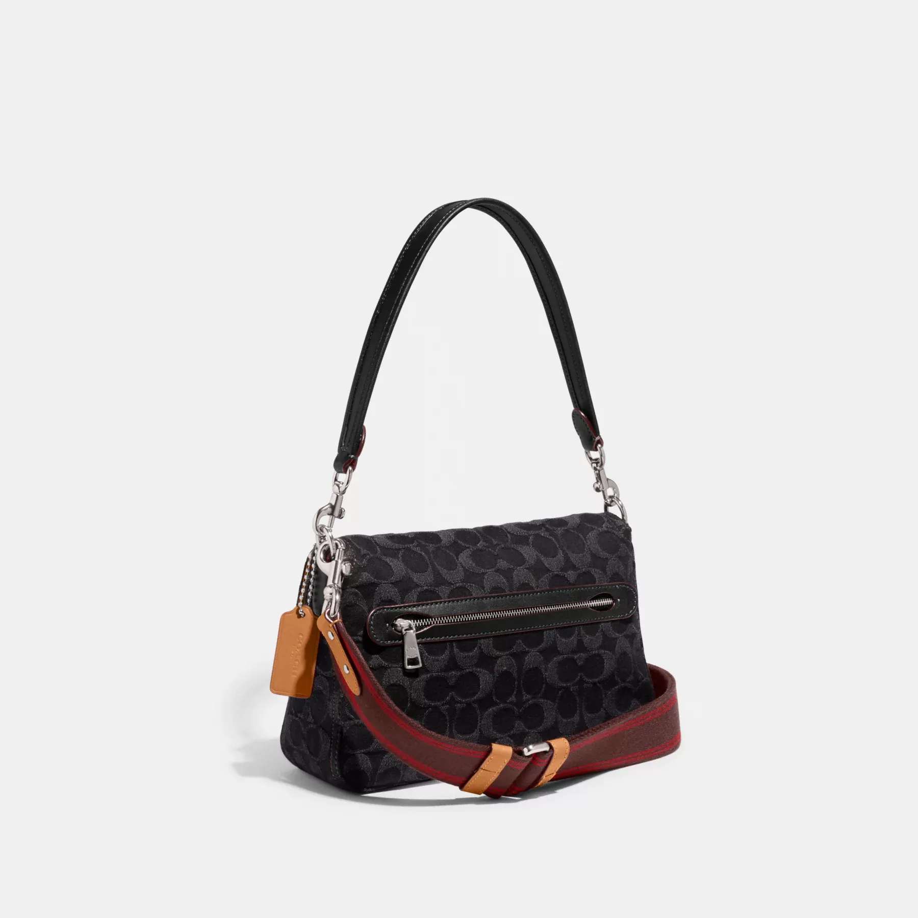 COACH Weiche Tabby-Umhängetasche aus charakteristischem Denim Schwarzer Denim